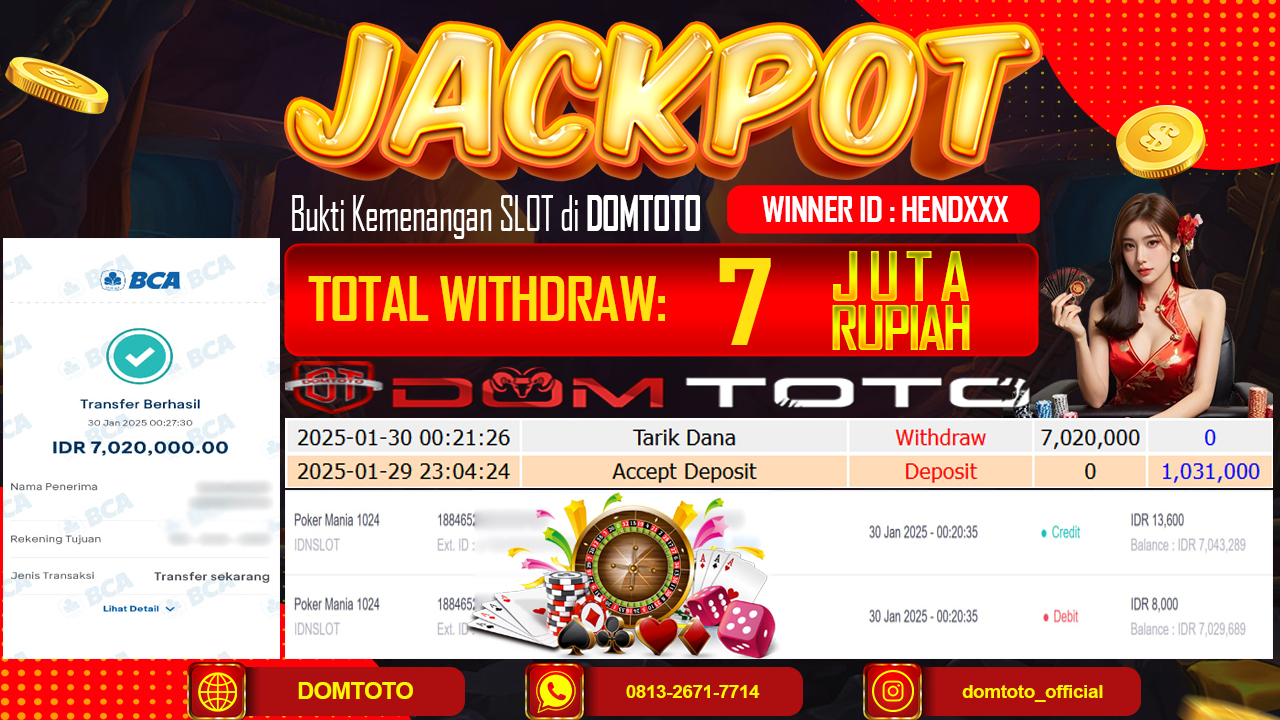 JACKPOT SLOT POKER MANIA 1024 30 JANUARI 2025